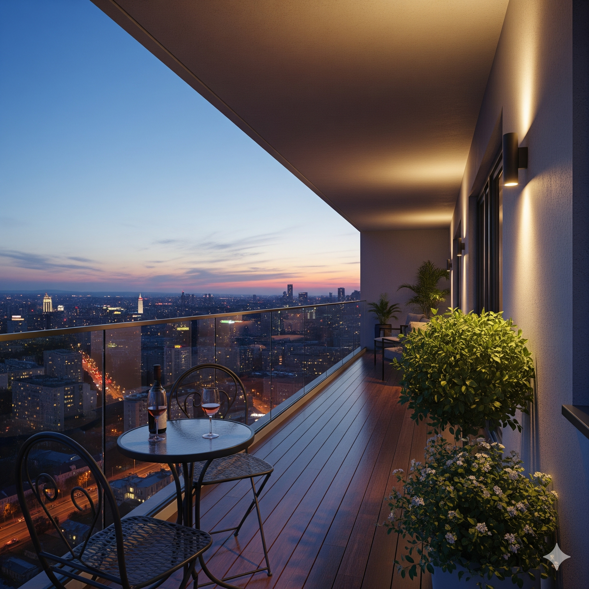 Spacious luxury balcony with city skyline view at DLF The Arbour Sector 63 Gurgaon